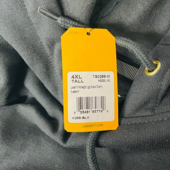 Carhartt Loose Fit Midweight Logo Sleeve Graphic Hoodie in Black, Size 4XL TALL - Picture 5 of 5